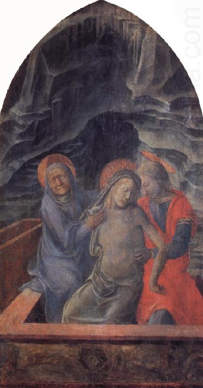 Fra Filippo Lippi The Dead Christ Supported by Mary and St.John the Evangelist